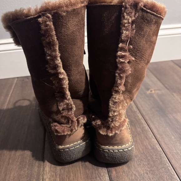 Born Nordic Winter Suede Shearling Lace Up Chocolate Brown Boots 8 - Picture 3 of 6